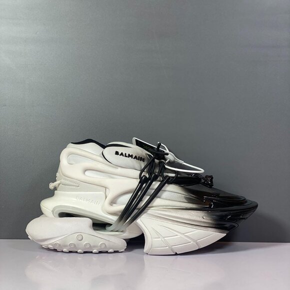 Balmain Unicorn Black And White Leather Sneakers - Picture 1 of 9